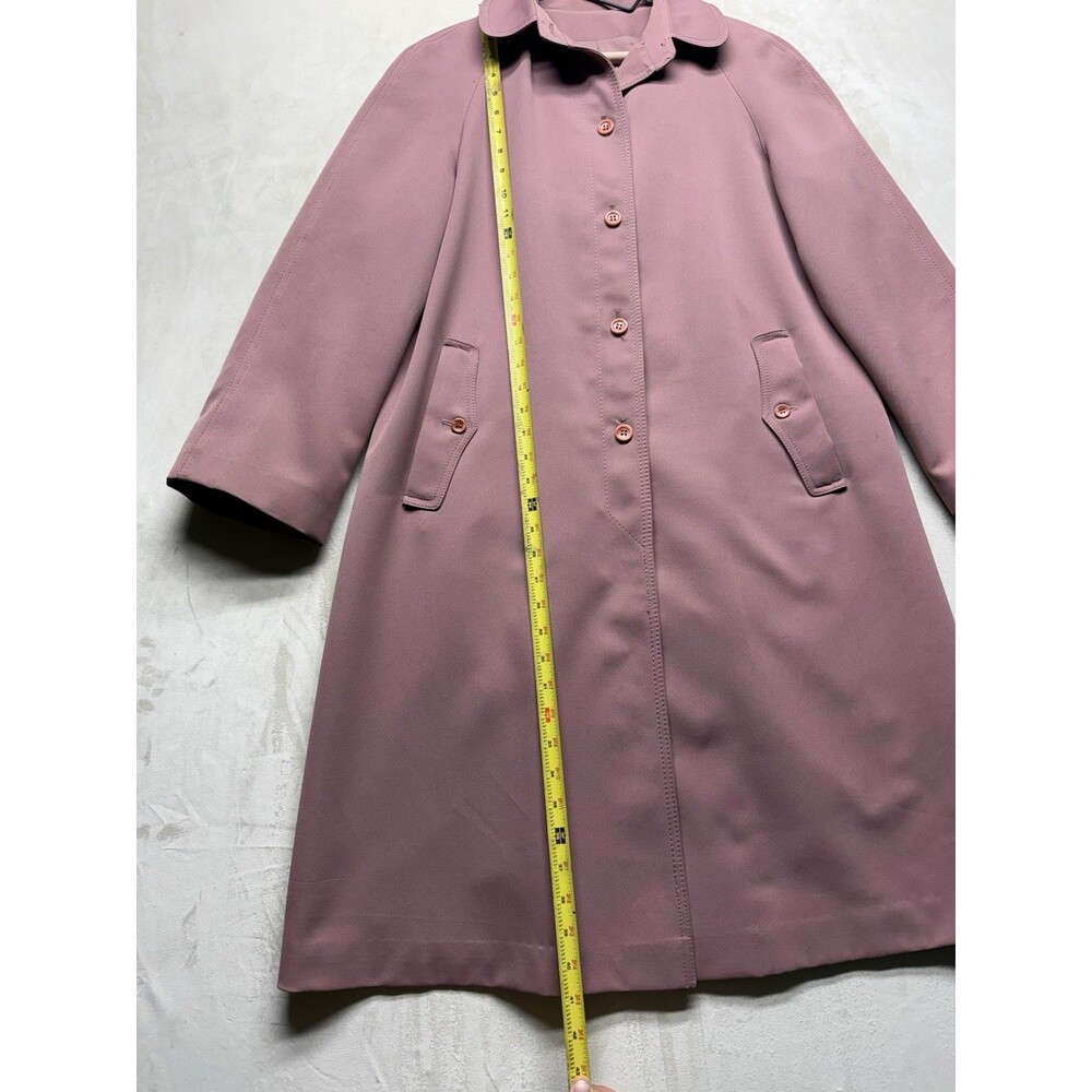 Vintage 80s Forecaster of Boston Women's M Trench Coat Woven Polyester Raincoat - Picture 3 of 6
